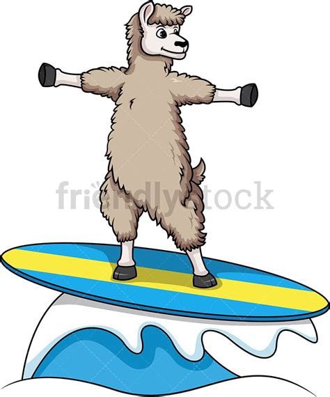 Llama Surfing Cartoon Clipart Vector - FriendlyStock