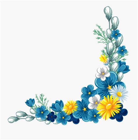 Transparent Blue Flower Border Clipart - Corner Floral Border Png is a free transparent ...