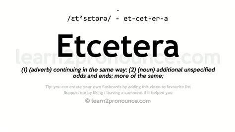 Pronunciation of Etcetera | Definition of Etcetera - YouTube