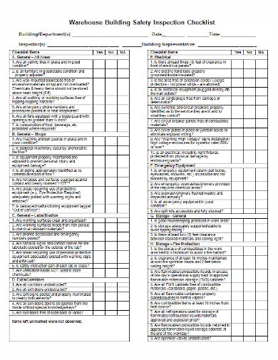 FREE 4+ Warehouse Safety Inspection Checklist Samples [ Food, Health ...