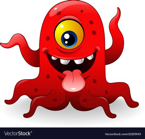 Cartoon funny red monster Royalty Free Vector Image