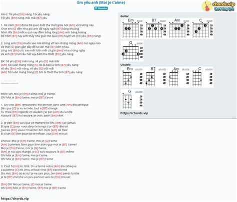 Chord: Em yêu anh (Moi je t'aime) - tab, song lyric, sheet, guitar, ukulele | chords.vip