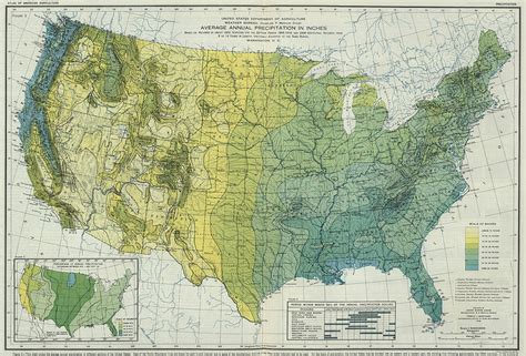 Vintage United States Precipitation Map - 1916 Drawing by ...