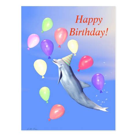 Happy Birthday Dolphin Postcard | Zazzle