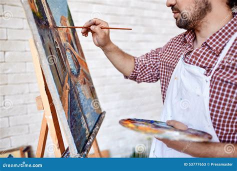 Painting on easel stock image. Image of venice, hand - 53777653