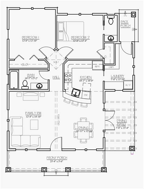 2 Bedroom 1.5 Bath House Plans, HD Png Download , Transparent Png Image - PNGitem