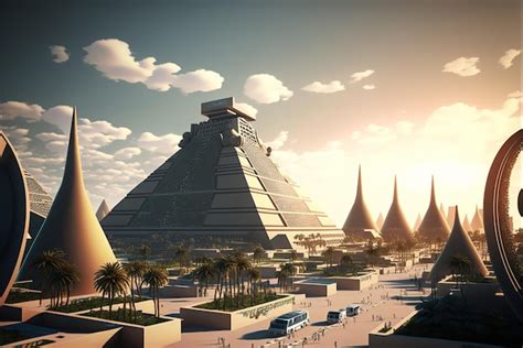 Premium Photo | The entrance to an egyptian futuristic city in the future