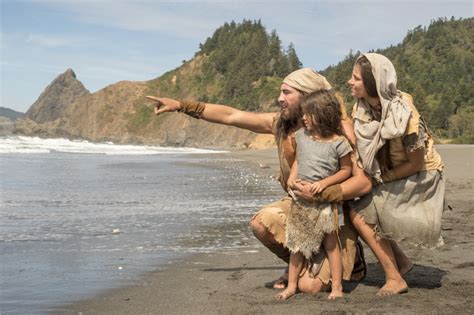 Nephi showing the sea to his family