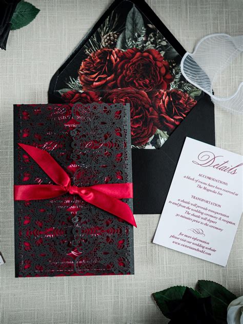 Red And Black Wedding Invitations