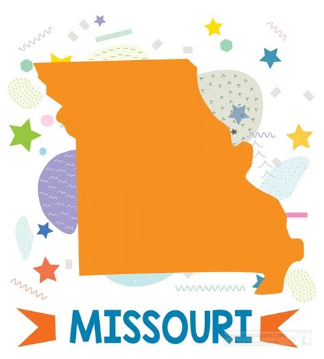 State Flags Clipart - scrolled usa map showing missouri state map flag clipart