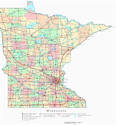 Minnesota County Map with Roads | secretmuseum