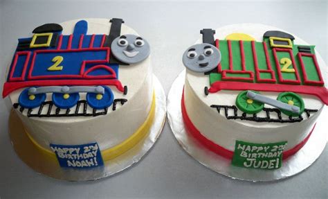 Thomas and Percy the Train Cakes for twin birthday. :) | Train cake, Train birthday cake, 3rd ...