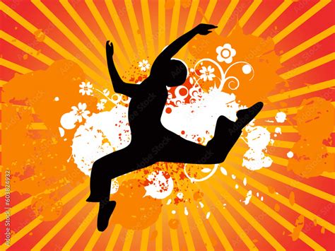 Jumping dance silhouette, vectorial illustration Stock Vector | Adobe Stock