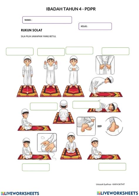 Rukun Solat Tahun 4 (KAFA) worksheet | Worksheets, Arabic alphabet letters, School subjects