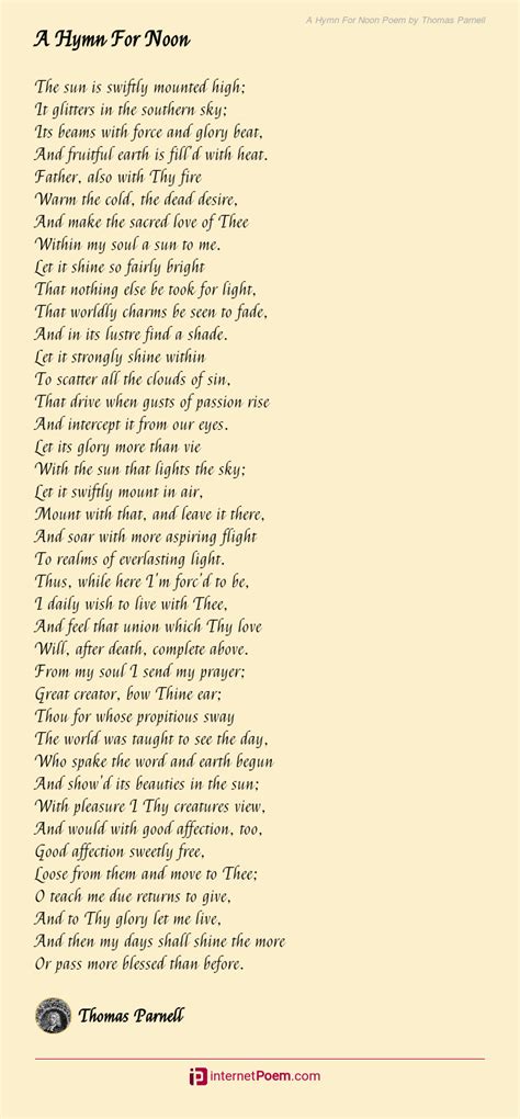 A Hymn For Noon Poem by Thomas Parnell