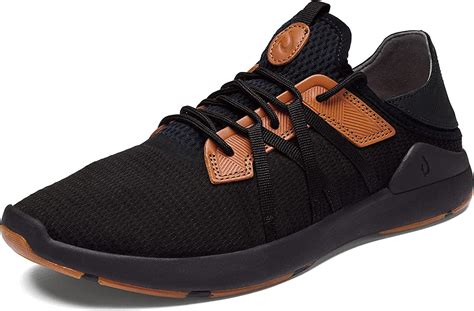 OLUKAI Mio Li Men's Athletic Lightweight Lace Up 2 in 1 Slide and Shoe - Black / Brown - Size 10 ...