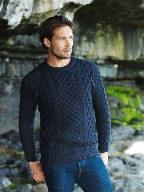 Heavyweight Merino Wool Aran Sweater This sweater features the traditional Aran Cable pattern ...