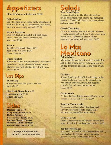 El Toro Cantina Menu, Menu for El Toro Cantina, Brownsburg, Indianapolis - Urbanspoon/Zomato