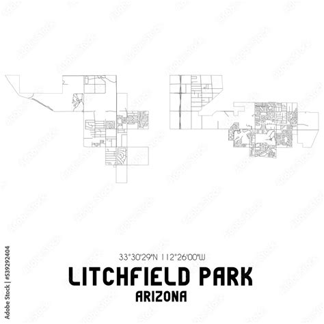 Litchfield Park Arizona. US street map with black and white lines. Stock Illustration | Adobe Stock