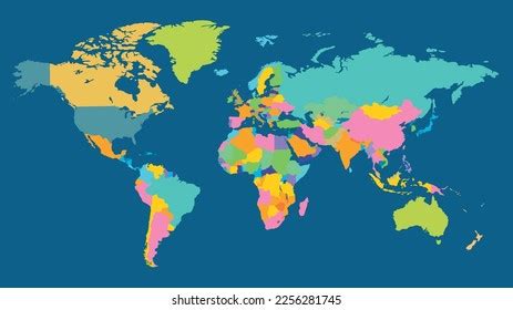 Colored World Map Political Maps Colourful Stock Vector (Royalty Free) 2256281745 | Shutterstock