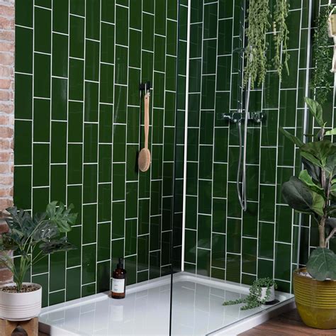 Park Gloss Green Flat Metro Tiles | Walls and Floors