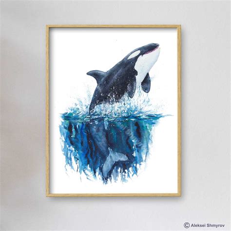 Orca Whale Art Print, Whale Wall Decor, Nautical Art, Waterc - Inspire ...