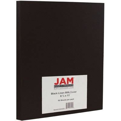 Jam Paper Basis 80lb Cardstock 8.5" X 11" 50pk - Black Linen : Target