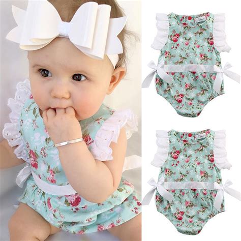 $3.32 - Newborn Toddler Baby Girl Clothes Lace Floral Romper Bodysuit ...