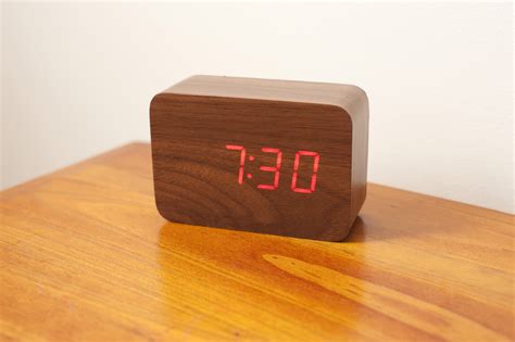 Free Stock Photo 10633 Dark Brown Wooden Bedside Led Clock | freeimageslive