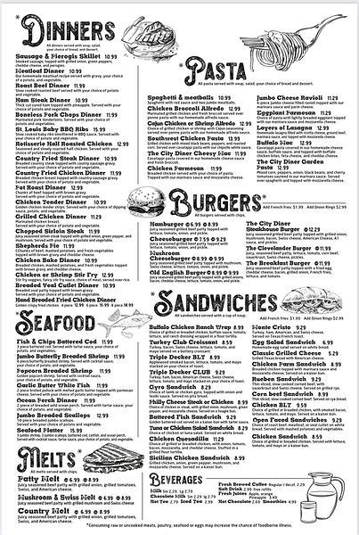 Menus | The City Diner