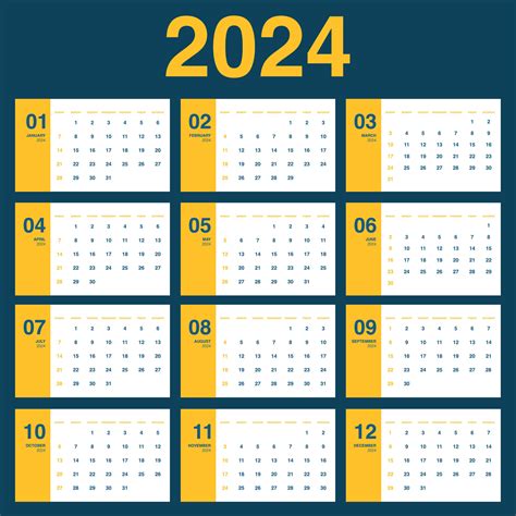 mensual calendario 2024. semana empieza en domingo 27159130 Vector en ...