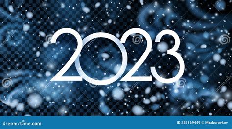 Banner with 2023 Sign on Transparent Background with Snow Stock Vector ...