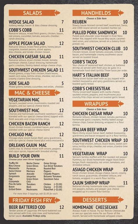 Menu of DC Cobb's McHenry in McHenry, IL 60050