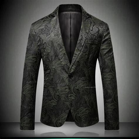 Men Floral Print Blazer Slim Fit 2018 Autumn Winter New Business Casual Mens Stylish Blazers For ...