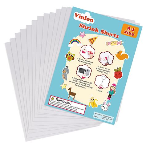 Shrinky Dink Paper, Cridoz 50Pcs Shrinky Dink Sheets Shrink Plastic Film For Keychains And Kids ...