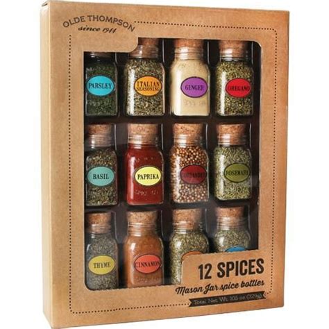 Olde Thompson - 12 Mason Jar Spice Gift Set | Spices packaging, Spice ...