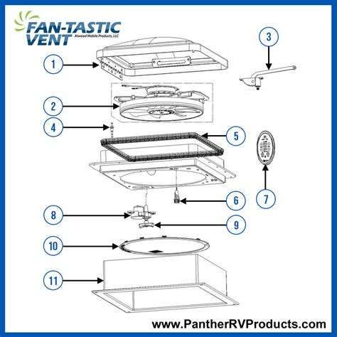 Dometic™ Fantastic 807350 RV Roof Vent Parts Breakdown