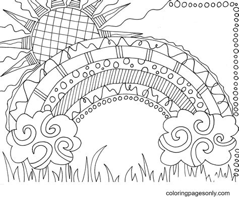 Rainbow With Patterns Coloring Page - Free Printable Coloring Pages