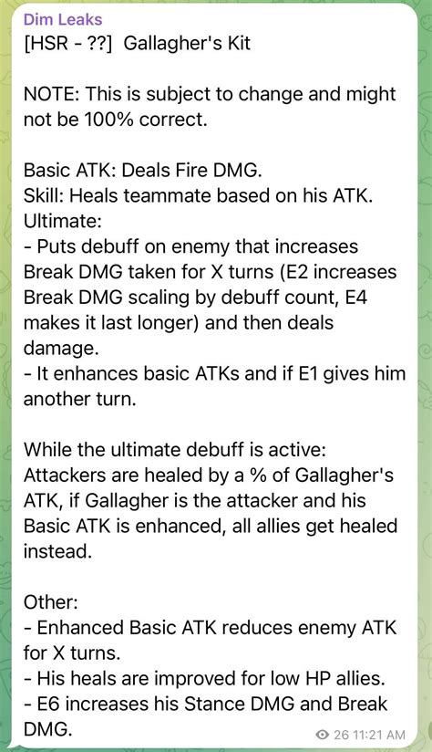 Gallagher Kit via Dimbreath : r/HonkaiStarRail_leaks