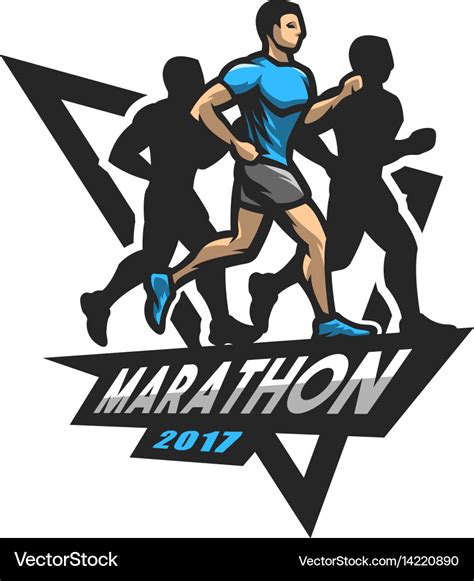 Running marathon emblem logo Royalty Free Vector Image