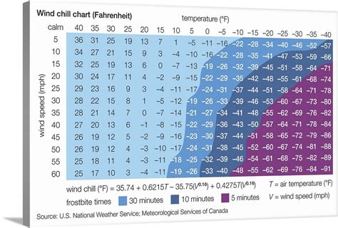 Fahrenheit Wind Chill Chart Wall Art, Canvas Prints, Framed Prints ...