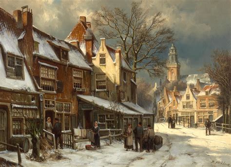 A Dutch Town in Winter | Stad schilderij, Stadsgezicht schilderij ...