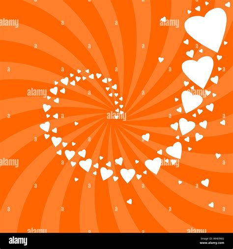 Romantic celebration background for Valentine's Day. Hearts and concentric rays backdrop. Love ...