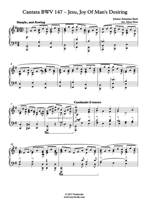 Jesu, Joy of Man's Desiring, BWV 147 (Bach) - Piano Sheet Music