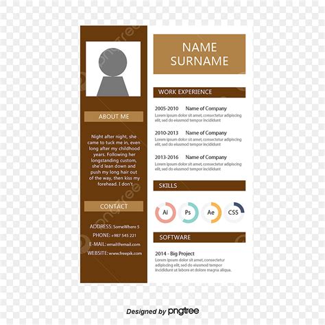 Resume Hd Transparent, Brown Resume Template, Vector Png, Resume ...