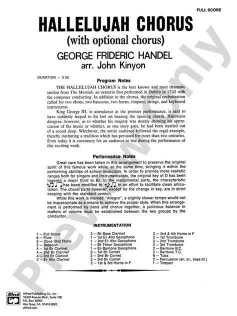 Hallelujah Chorus: Concert Band Conductor Score & Parts: George Frideric Handel - Digital Sheet ...