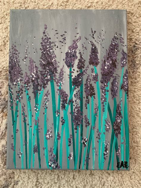 Lavender Flower Acrylic Painting | Etsy