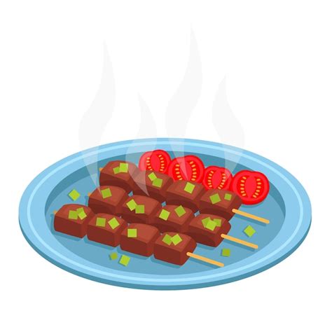 Premium Vector | Bbq barbecue fried meat beef pork lamb garnished with ...