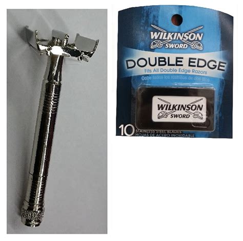 Double Edge Safety Razor + Wilkinson Sword Double Edge Razor Blades, 10 ...