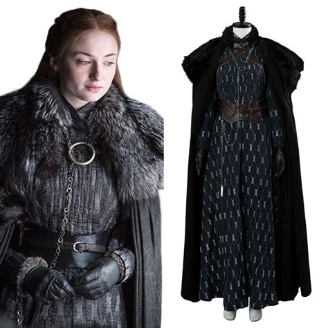 Sansa Stark Cosplay Game of Thrones Season 8 Costume Sansa Winter Outfit Dress Suit Adult for ...